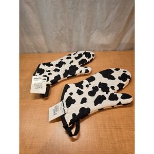 Cow Print Oven Mitt Pot Holder Kohl's 100% Cotton Brand New 12" Black & White